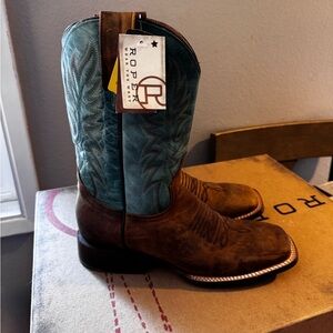 Roper Men's Western Boots in Brown and Teal